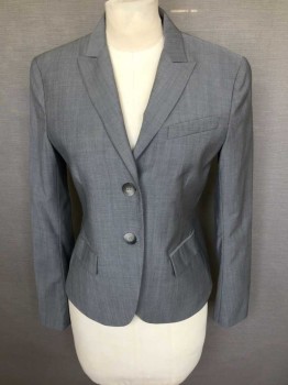 Womens, Blazer, THEORY, Lt Gray, Wool, Solid, 6, Single Breasted, Collar Attached,  Peaked Lapel, 2 Buttons,  3 Pockets,