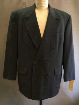 Mens, Suit, Jacket, Paolo Fellini, Heather Gray, Wool, 44R, Peaked Lapel, Double Breasted, 6 Buttons,