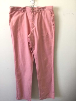 Mens, Casual Pants, TOMMY HILFIGER, Red, White, Cotton, Oxford Weave, Ins:34, W:34, Red/White Oxford Weave (Appears to Be "Light Red") Flat Front, Zip Fly, 4 Pockets, Straight Leg