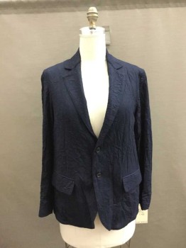 Womens, Blazer, OUR LEGACY, Navy Blue, B48, Wrinkled Wool, Single Breasted, Collar Attached,  Notched Lapel, 2 Buttons,  2 Pockets,