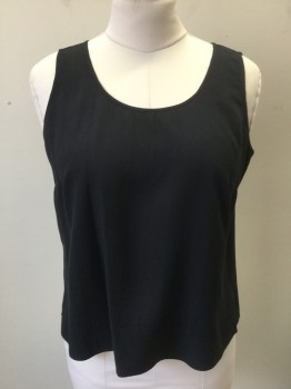CITRON, Black, Silk, Solid, Crinkled Texture Crepe, Sleeveless, Scoop Neck, Pullover