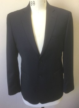 ERMENEGILDO ZEGNA, Navy Blue, Blue, Wool, Silk, Stripes - Pin, Single Breasted, Notched Lapel, 2 Buttons, 3 Pockets, Hand Picked Stitching at Lapel, High End, Sleeves Were Lengthened