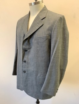 SIAM COSTUMES , Gray, Charcoal Gray, Wool, Check - Micro , Single Breasted, Notched Lapel, Hand Picked Stitching on Lapel, 4 Buttons, 3 Pockets, Made To Order