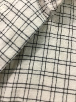 JAMES PERSE, White, Black, Cotton, Plaid - Tattersall, Button Front, Collar Attached, Long Sleeves, 2 Pockets