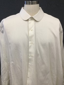Mens, Historical Fiction Shirt, ANTO J W, Cream, Cotton, Solid, 19/36, Rounded Collar, Button Front, Long Sleeves,
