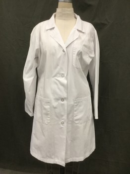 NATURAL UNIFORMS, White, Poly/Cotton, Solid, Womens Lab Coat. 4 Button Single Breasted, 3 Pockets, Button Back Attached Belt
