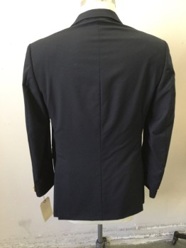 BURBERRY, Midnight Blue, Wool, Solid, 2 Buttons,  Notched Lapel, 3 Pockets,