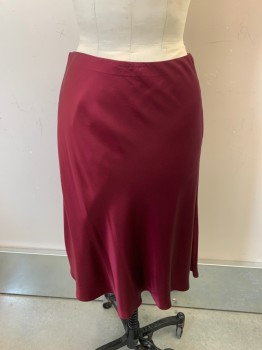 Womens, Skirt, Below Knee, MARC JACOBS, Red Burgundy, Silk, Solid, W26, SZ.4, Zip Side