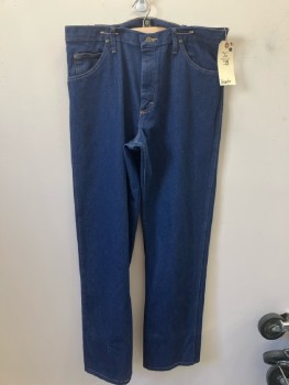 WRANGLER, Blue, Cotton, Solid, 5 Pckts, Straight Leg, *Hem Can Be Let Out For Longer Length