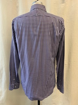 NORDSTROM, Purple, Gray, Black, Cotton, Gingham, Herringbone, Collar Attached, Button Front, Long Sleeves