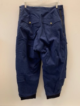 Mens, Sci-Fi/Fantasy Pants, MTO, Navy Blue, Cotton, Solid, 32/30, Zip Fly, Cargo Pants, Zippers Down Sides Of Hips And Front Of Legs, 6 Pckts,