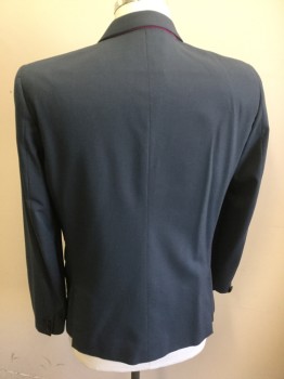 Mens, Sportcoat/Blazer, PAUL SMITH, Slate Blue, Wool, Silk, 42 R, Single Breasted, 2 Buttons,  Notched Lapel, 3 Pockets,
