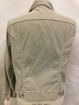 Mens, Casual Jacket, DIESEL, Tan Brown, Cotton, Solid, L, Button Front, 4 Pockets 2 with Flaps, Jean Jacket Styling, Long Sleeves with Button Cuffs