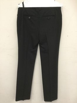 Womens, Slacks, RW & CO., Black, Polyester, Viscose, Solid, 4, Flat Front, Zip Fly with Hook & Eyes, 4 Pockets, Belt Loops