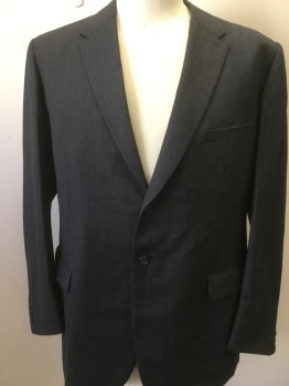 WESTERN COSTUME CO, Gray, Black, Wool, Herringbone, 3 Pockets, 2 Buttons,  Notched Lapel,