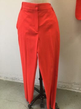 Womens, Suit, Pants, RAG & BONE, Red, Wool, Solid, Sz.4, Flat Front, Waistband, Belt Loops, Zip Front, 4 Pockets, Red, Pink, Yell Grosgrain Side Stripe