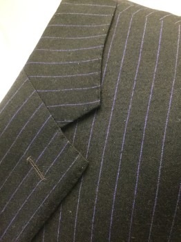 PAUL SMITH, Espresso Brown, Purple, Wool, Stripes - Pin, Very Dark Espresso Brown with Purple Pinstripes, Single Breasted, Notched Lapel, 2 Buttons, 3 Pockets, Solid Purple Lining