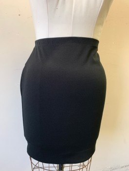 Womens, Skirt, Knee Length, VINCE CAMUTO, Black, Rayon, Lycra, Solid, M, Elastic Waist, Straight Fit, Slit at Center Back, *Has Been Altered at Hem