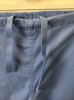 LANDAU, French Blue, Poly/Cotton, Solid, Drawstring Waist, 1 Patch Pocket in Back
