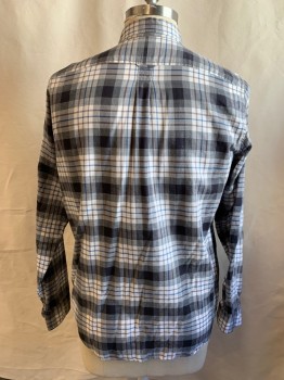 JACK SPADE, White, Black, Gray, Brown, Blue, Cotton, Plaid, Button Front, Button Down Collar, Collar Attached, Long Sleeves, Button Cuff, 1 Pocket