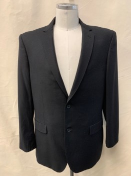 Mens, Suit, Jacket, EFFETTI, Black, Gray, Wool, Stripes - Pin, 42XL, Black with Gray Pin Stripe, Single Breasted, Collar Attached, Notched Lapel, 2 Buttons,  3 Pockets