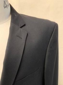 Mens, Suit, Jacket, EFFETTI, Black, Gray, Wool, Stripes - Pin, 42XL, Black with Gray Pin Stripe, Single Breasted, Collar Attached, Notched Lapel, 2 Buttons,  3 Pockets