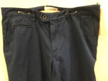 Mens, Casual Pants, BRAX, Navy Blue, Cotton, Solid, 32, 34, Navy, Flat Front, Zip Front, 5 Pockets