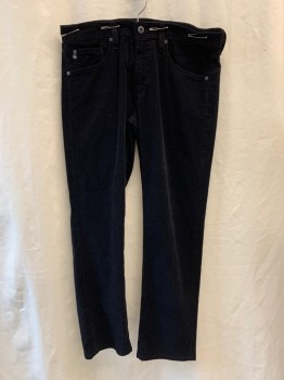 Mens, Casual Pants, ADRIANO GOLDSCHMIED, Black, Cotton, 31, 32, Top Pockets, Zip Front, Flat Front