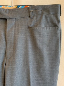 ZOMELO, Gray, Lt Blue, White, Wool, Plaid, Flat Front, 4 Pockets, Zip Fly, Button Closure, Belt Loops