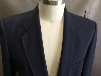 ARNOLD PALMER, Navy Blue, Wool, Solid, 2 Buttons,  Notched Lapel, 3 Pockets,