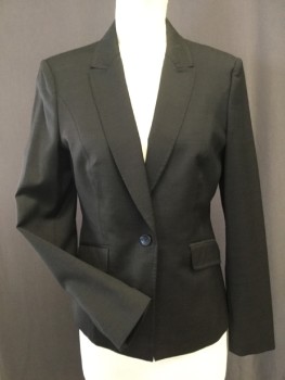 Womens, Blazer, BOSS, Black, Brown, Wool, Synthetic, Zig-Zag , S, B34, 1 Button Single Breasted, Peaked Lapel, 2 pockets with Flaps, Peplum