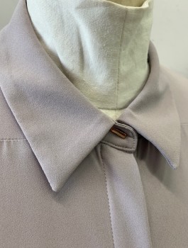 Womens, Blouse, MM. LA FLEUR, Taupe, Acetate, Polyester, Solid, Sz.16, Charmeuse, Long Sleeves, Button Front, Collar Attached