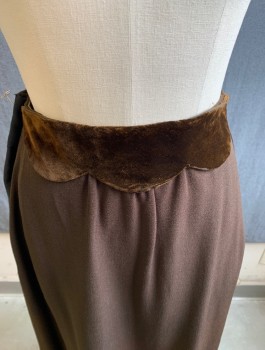 MTO, Brown, Wool, Solid, Velvet Scallop Detail at CB, 2 Pockets