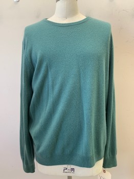 Mens, Pullover Sweater, J CREW, Sea Foam Green, Cashmere, Solid, XXL, L/S, CN,