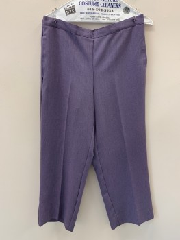 Womens, Pants, ALFRED DUNNER, Lavender Purple, Black, Polyester, Spandex, 2 Color Weave, W: 32, 10P, F.F, Side Pockets, Elastic Waist Band