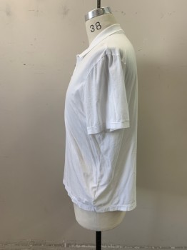 James Perse, White, Cotton, Solid, Collar Attached, 2 Buttons, Short Sleeves,