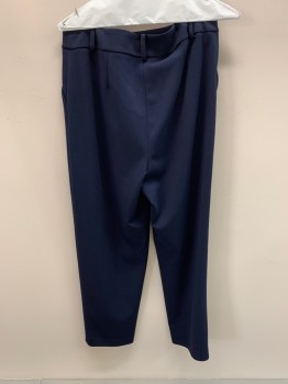 Womens, Slacks, CALVIN KLEIN, Navy Blue, Polyester, Solid, 10, Pleated Front, 2 Pockets, Zip Fly, Belt Loops,