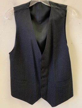 Mens, Suit, Vest, CANALI, Gray, Brown, Black, Wool, Check , 40, 5 Button, 2 Pocket