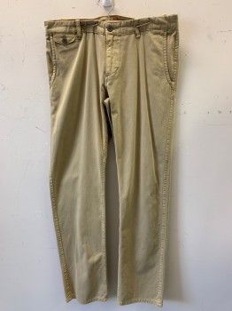 Mens, Casual Pants, DOCKERS, Khaki Brown, Cotton, Solid, 33/32, F.F, Side Pockets, Zip Front, Belt Loops