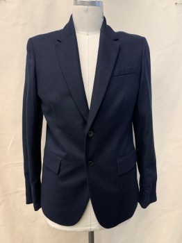 Mens, Sportcoat/Blazer, RAG + BONE, Midnight Blue, Wool, Solid, 42, 2 Buttons, Single Breasted, Notched Lapel, 3 Pockets,