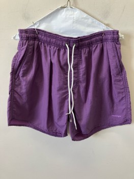 MAAMGIC, Purple, Nylon, Solid, Elastic Waist, Drawstring, Mesh Liner, 2 Pckts,