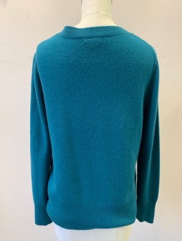 Womens, Pullover, J CREW, Teal Blue, Cashmere, Solid, XS, Knit, Crew Neck, Long Sleeves