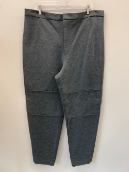 NO LABEL, Dk Gray, Polyester, Heathered, F.F, Zip Front, Gray Piping Around Knee, Made To Order
