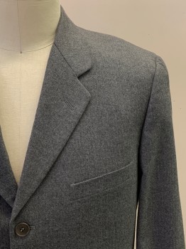 CALVIN KLEIN, Charcoal Gray, Gray, Wool, 2 Color Weave, 3 Buttons , Single Breasted, Notched Lapel, 3 pockets,