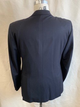 PAL ZILERI, Black, Wool, Solid, Notched Lapel, 2 Button Single Breasted, 3 Pockets, 4 Inner Pockets, Double Vent