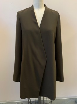 Womens, Blazer, THEORY, Coffee Brown, Polyester, Solid, 6, L/S, Crossover With Strap, Side Pockets,