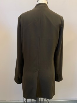 Womens, Blazer, THEORY, Coffee Brown, Polyester, Solid, 6, L/S, Crossover With Strap, Side Pockets,