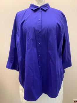WORTHINGTON, Royal Blue, Cotton, Polyester, Solid, L/S, B.F., C.A.,