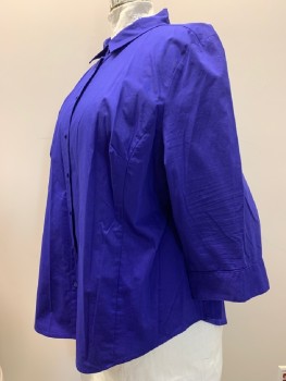 WORTHINGTON, Royal Blue, Cotton, Polyester, Solid, L/S, B.F., C.A.,