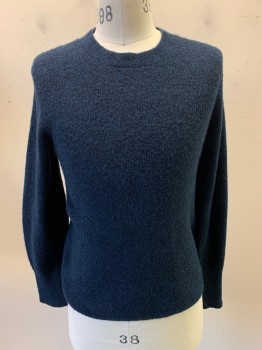 Mens, Pullover Sweater, BANANA REPUBLIC, Navy Blue, Wool, Solid, S, L/S, Crew Neck